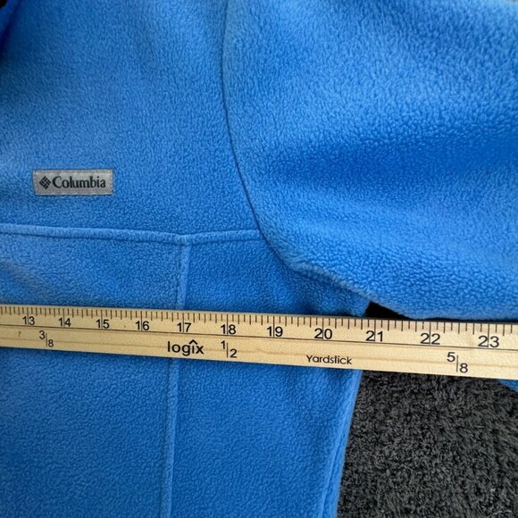 Columbia Blue Fleece Pullover Top Women Medium Long Sleeve 1/4 Snap Adult Soft - Picture 5 of 11